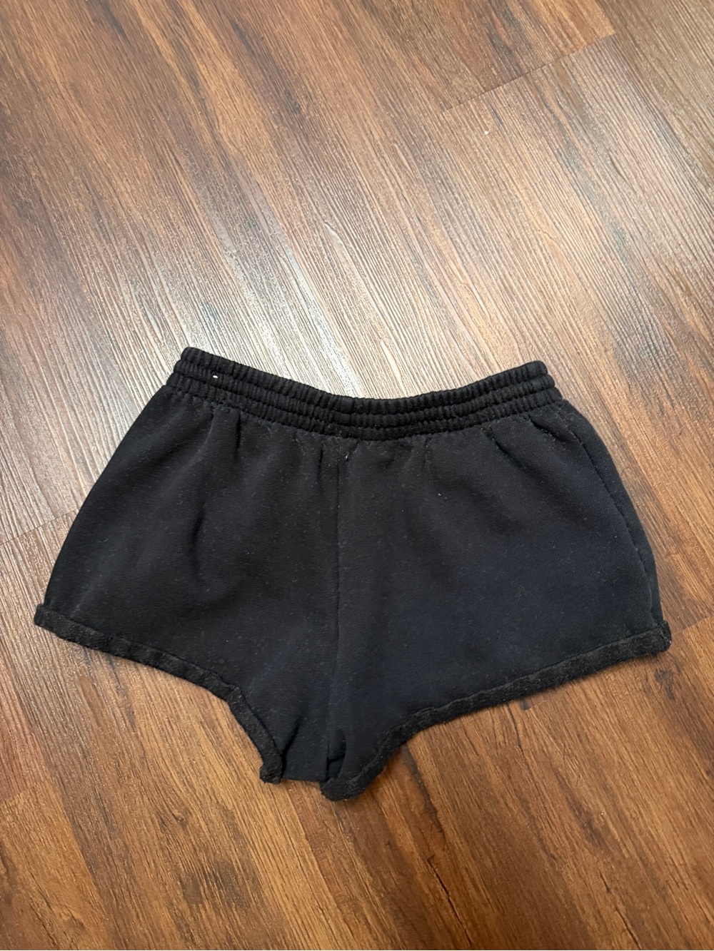PINK Victoria's Secret Campus Fleece Rolled Hem Black Drawstring Lounge Shorts - Picture 7 of 7